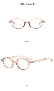 Lunettes vintage ovales anti lumière bleue champagne monture transparente optique mode