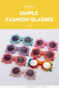 Colorful children flower sunglasses cute fashion eyewear for boys and girls outdoor sun protection