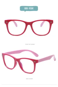 Children anti-blue light glasses red pink frame, clear kids optical spectacle frame.