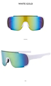 Fashionable large frame square outdoor cycling sunglasses with colorful reflective lenses for sports.