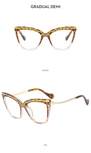 Elegantes gafas de mujer estilo ojo de gato con montura carey degradada y metal elegante.