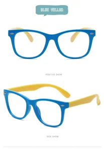 Kids blue light blocking glasses with flexible lightweight blue yellow frame for daily use