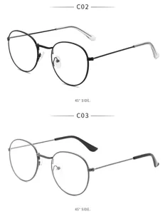Vintage runde Metall optische Brille Fassung mit klaren Gläsern Retro Designer Stil Unisex.