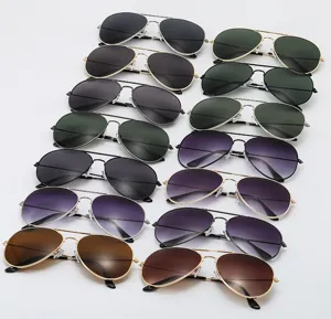 Multiple colors classic pilot aviator sunglasses for men, stylish metal frame UV protection.
