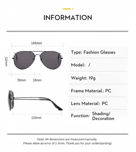 Classic double bridge fashion sunglasses for men, lightweight PC frame with UV protection.