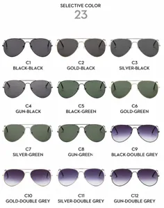 Classic double bridge aviator sunglasses for men retro pilot metal sun glasses multiple colors