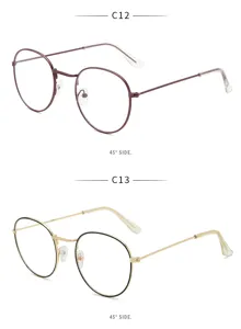 Vintage runde Metall Brillenfassungen, stilvolle Klarsichtbrille für Damen und Herren Alltag.