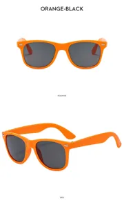 Kids neon orange classic party sunglasses featuring dark lenses for summer beach outdoor wear.