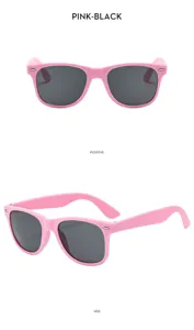 Kids neon classic party sunglasses in pink and black, offering stylish UV protection for summer.