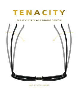 Vista dettagliata occhiali da sole donna cat-eye alla moda con montatura flessibile ed elastica.