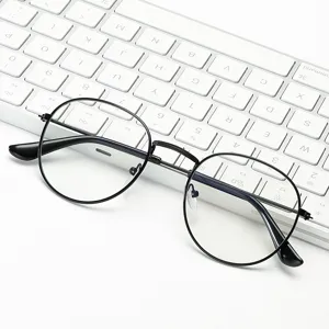 Klassische Metall-Rundrahmen-Brille für Damen und Herren, modische klare optische Brille.