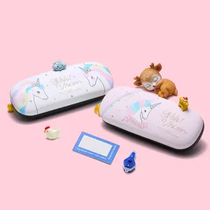 Astuccio per occhiali unicorno cartone animato carino bambini custodia rigida
