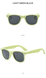 Children neon classic party sunglasses, light green frame with dark lenses for summer beach.