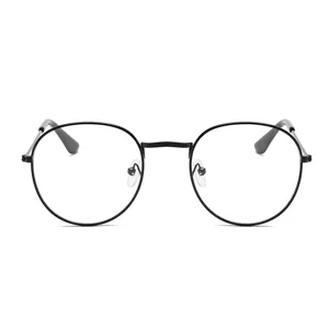 Klassische schwarze Metall runder Rahmen Brille Retro optische Brillen Damen und Herren.