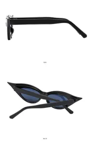 Lunettes de soleil cat eye femme stylées, monture noire rétro avec verres de protection.