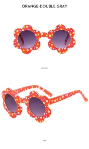 Kids cute flower sunglasses orange frame tinted lenses children summer outdoor eyewear