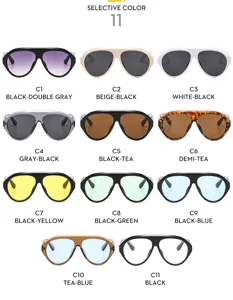 Gafas de sol Y2K estilo futurista en múltiples opciones de color, detalle de gafas deportivas.