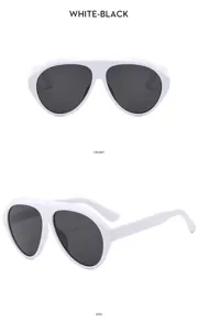 Gafas de sol futuristas Y2K con montura blanca gruesa para hombres y mujeres.