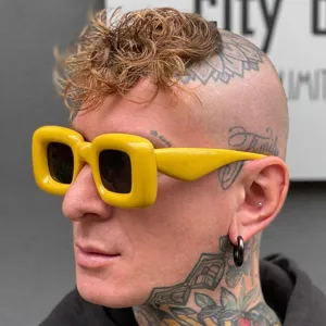 Avant-Garde PC AC Bubble Inflated Square Sunglasses Funny Thick Frame Street Snap Sunglasses UV400 For Women Men