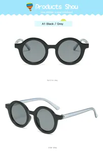 Gafas de sol redondas vintage para niños, gafas de sol negras bonitas y elegantes estilo.