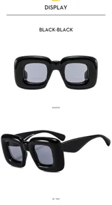 Chunky bubble square sunglasses for women and men, trendy European style street fashion eyewear.