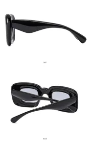 Black chunky puffy square sunglasses for women men trendy bold statement eyewear street style