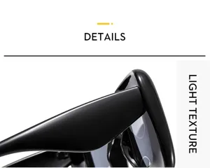 Black thick frame sunglasses detail shot showing sleek modern design and polished texture.