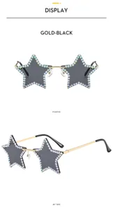 Trendy star-shaped rimless rhinestone sunglasses for women fashion party eyewear stylish.