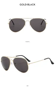 Classic double bridge metal aviator sunglasses for men, UV protection driving glasses.