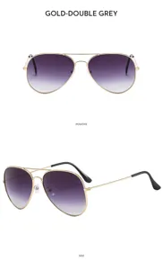 Men's classic metal double bridge aviator sunglasses with gradient lenses for UV protection.