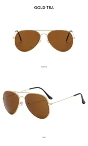 Classic metal double bridge pilot sunglasses with brown lenses for men daily wear.