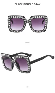 Modieuze vierkante strass zonnebril voor dames, trendy retro gradiënt zonnebril voor stijl.