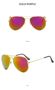 Men's double bridge aviator sunglasses vintage metal frame UV protection driving sun glasses
