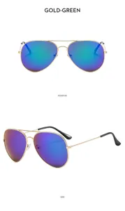 Classic double bridge metal aviator sunglasses for men uv protection gold green eyewear