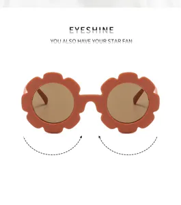 Süße Sonnenblumen Kinder Sonnenbrille mit flexiblem Gestell und UV-Schutz PC-Gläsern.