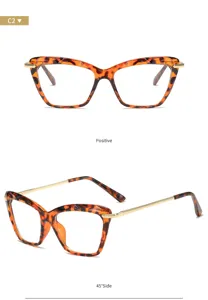 Monture de lunettes œil-de-chat cristal facettée anti-lumière bleue écaille tendance.