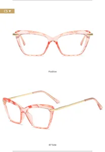 Monture de lunettes chat cristal multi-facettes anti-lumière bleue pour femme rose