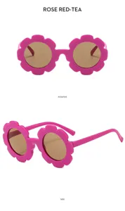 Modische kinder blumen sonnenbrille für jungen und mädchen, rosa uv-schutz brille.