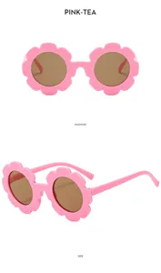 Süsses Kinder Sonnenbrille rosa Blumen Design mit Sonnenschutz braune Gläser für Mädchen