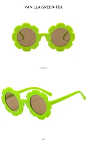 Kinder süße grüne Blumen Sonnenbrille Detailansicht, UV-Schutz PC Gläser, Baby Sommer Brille.