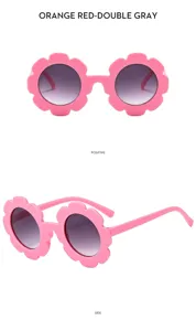 Niedliche Kinder Sonnenblumen Sonnenbrille mit Farbverlauf PC Gläsern, rosa Blumenform für Sommer.