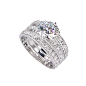 Bague Empilable 3-en-1 en Argent S925 2 Carats Moissanite Amovible Cadeau Femme