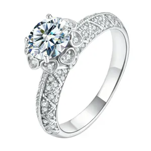 Silber Moissanit Ring 1 Karat Floral Sechs Krappen Verlobung Ehering Damen Schmuck
