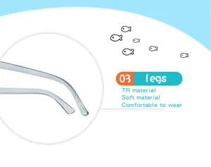 Detalle de gafas de sol para niños con patillas de material TR suave y gran comodidad.