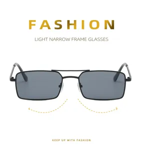 Lunettes de soleil tendance à monture étroite et double pont avec verres gris élégants