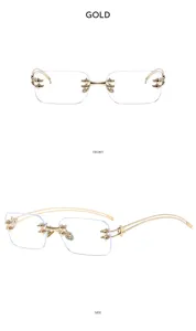 Gafas de sol Y2K estrella sin montura chic punk metal gafas moda detalle vista frontal lateral