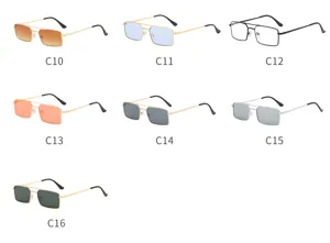 Vue détaillée de lunettes de soleil tendance à double pont aux couleurs variées.