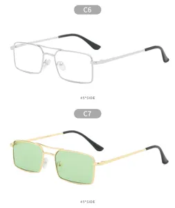 Lunettes retro a double pont en cadre metallique, optique carree elegante pour hommes femmes