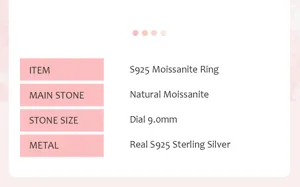 S925 Sterlingsilber natürlicher Moissanit Ring mit neun Millimeter Hauptstein für Verlobung.