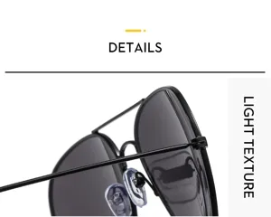 Close-up detail of black metal aviator sunglasses showing double bridge and nose pads.